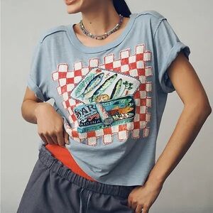 Anthropologie Maeve Sardine Linen Blend Tee